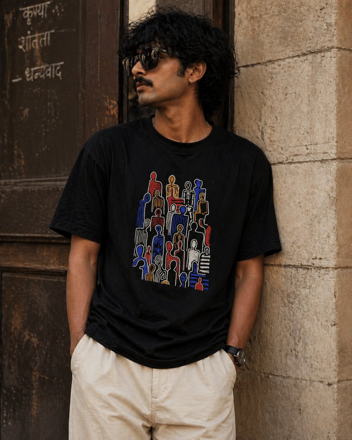 Tribe tee — folk art print style